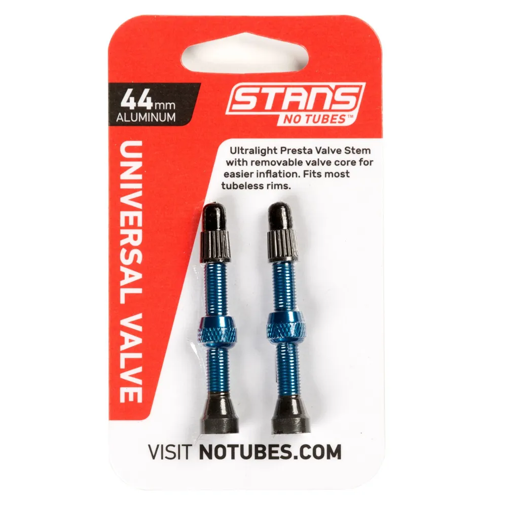 uPRISE Bikes Stans No Tubes Alloy Presta Valves Pair - 44mm - Blue | Price match, 365 day return s, 18-Month Warranty, Finance Available & Free UK Delivery